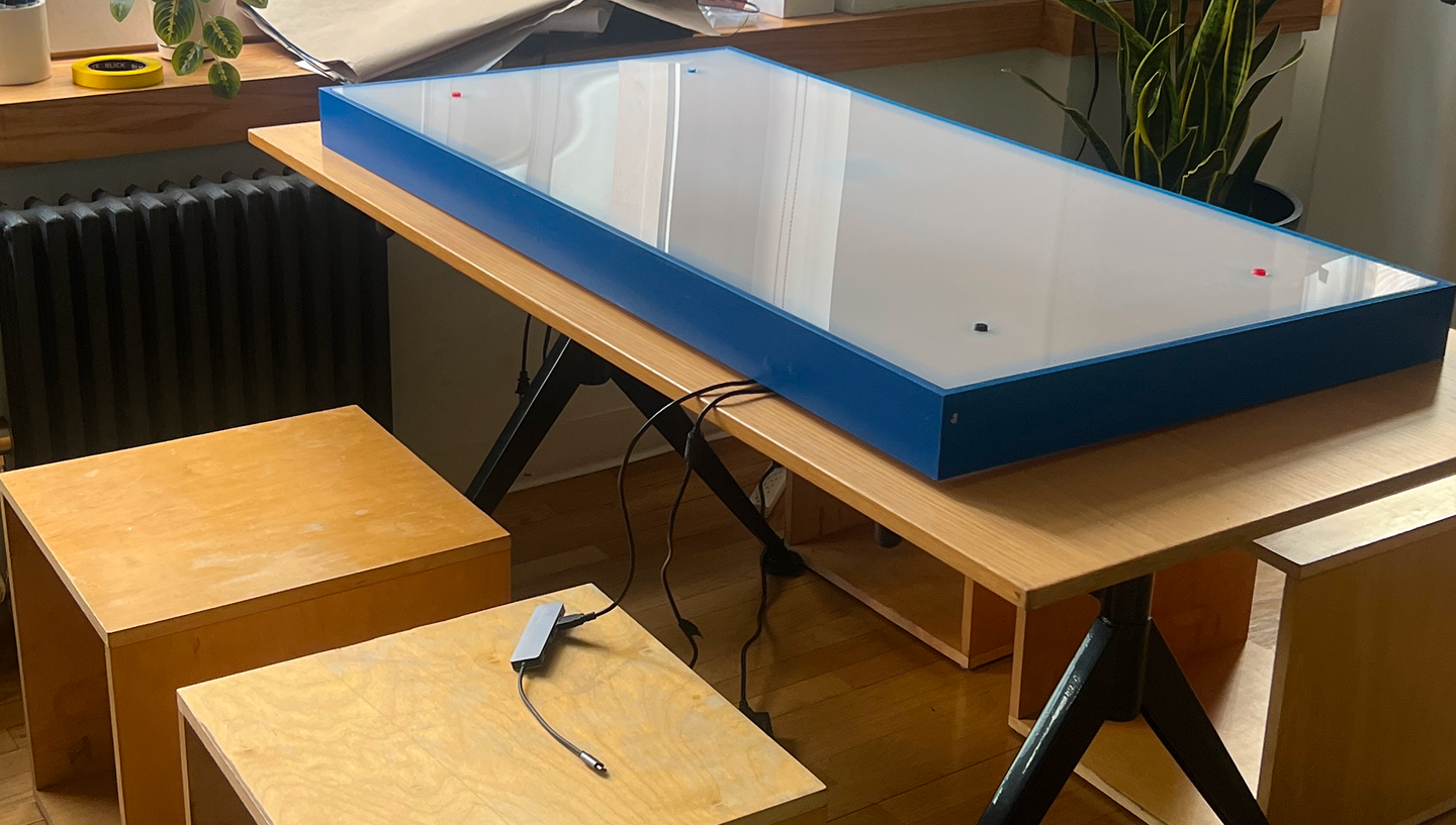Stranger Stations prototype table with hardware detail